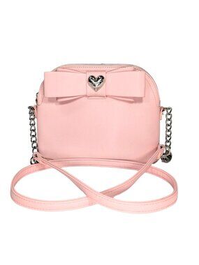 Betsey Johnson Pink Bow Small Zip PVC Dome Crossbody Love Bag